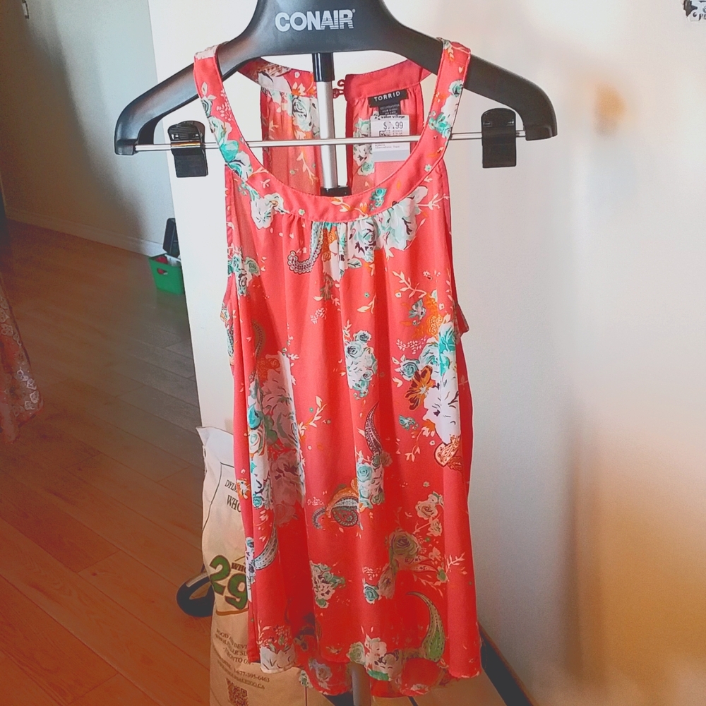Torrid Peach Floral Top 0